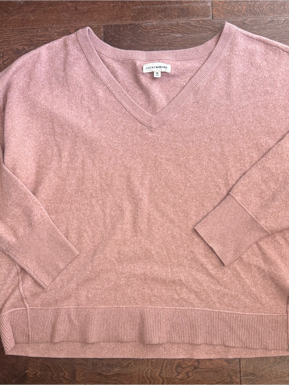 Lucky Brand Women's Blush Pink V-Neck Sweater